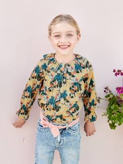 Menina 2-14 anos-Blusas, camisas-Blusa estampada às flores, para menina