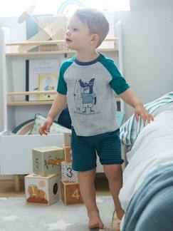 Menino 2-14 anos-Pijama estampado para menino, Tubarão Surfista