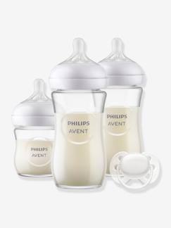 Puericultura-Conjunto de 3 biberões em vidro + chupeta, da Philips AVENT Natural Response