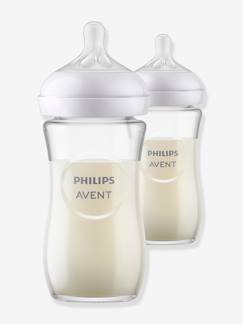 Puericultura-Alimentação Bebé-Biberões, acessórios-Lote de 2 biberões em vidro de 240 ml, da Philips AVENT Natural Response