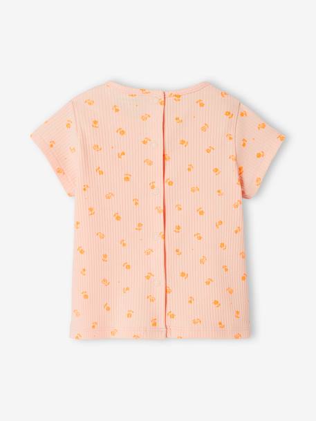 T-shirt em canelado, para bebé rosa-pálido 