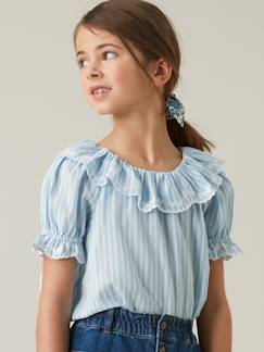 Menina 2-14 anos-Blusas, camisas-Blusa bordada, da CYRILLUS, para menina