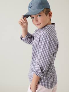 Menino 2-14 anos-Camisas-Camisa aos quadrados, da CYRILLUS, gola mao, para menino