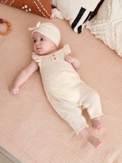 Bebé 0-36 meses-Conjuntos-Conjunto de bebé: jardineiras em tricot e gorro