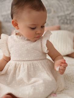 Bebé 0-36 meses-Vestido em bordado inglês, para bebé