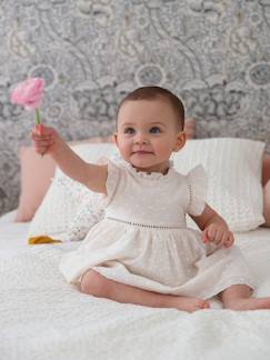 Bebé 0-36 meses-Vestidos, saias-Vestido de cerimónia, em bordado inglês, para bebé