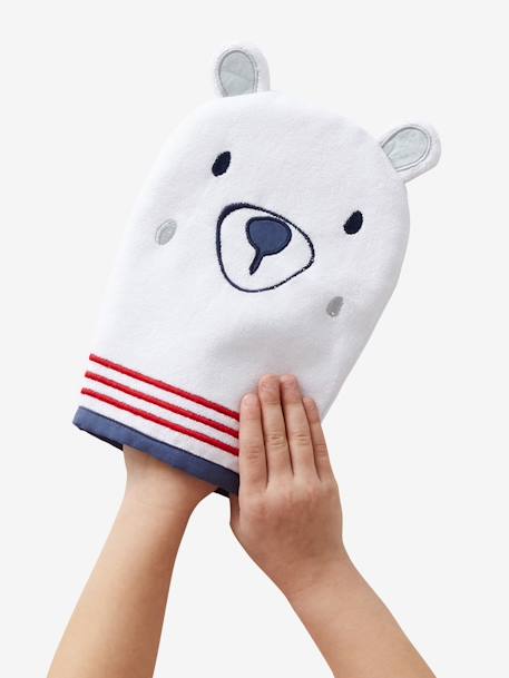 Lote de 3 luvas de banho, Animais Branco liso 