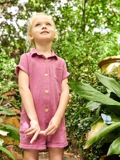 Menina 2-14 anos-Jardineiras, macacões -Macacão em gaze de algodão, para menina