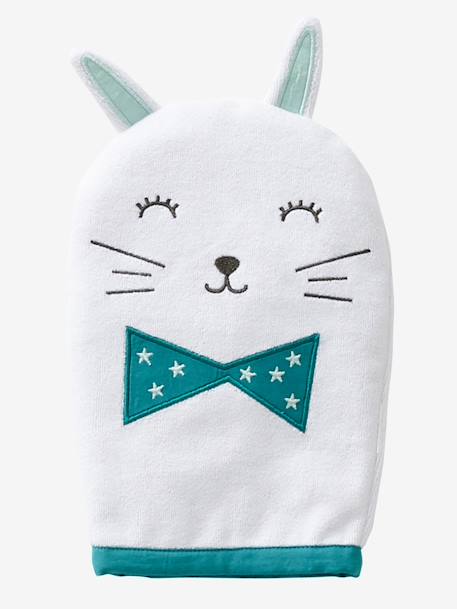 Lote de 3 luvas de banho, Animais Branco liso 