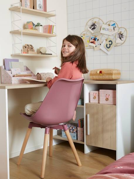 Cadeira especial primária Montessori, Alix ROSA ESCURO LISO+VERDE ESCURO LISO 