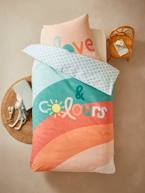 Conjunto capa de edredon + fronha de almofada para criança, tema Boho multicolor 