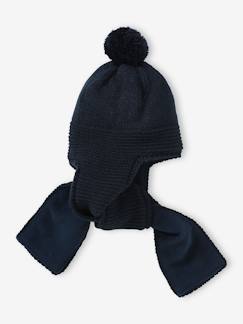 Gorro-cachecol 2 em 1, em ponto de liga, para bebé