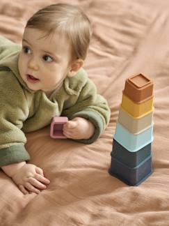 Brinquedos-Primeira idade-Primeiras manipulações-Torre de cubos Montessori, em silicone
