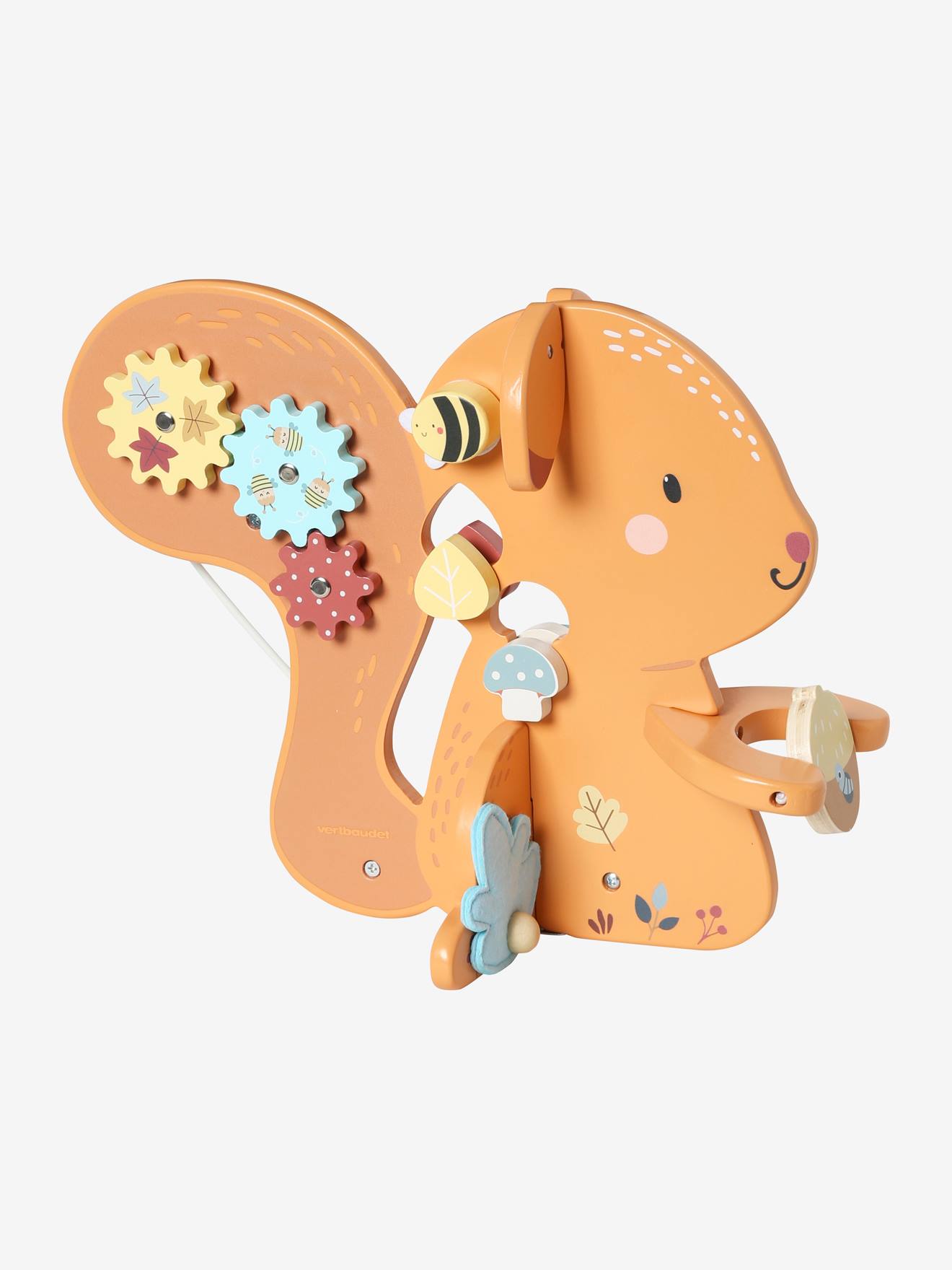 Esquilo de atividades, em madeira FSC® laranja