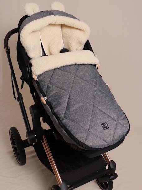 Capa para carrinho de bebé, XL EARS WOOL, KAISER castanho+cinzento 