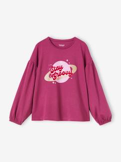 Menina 2-14 anos-T-shirts-T-shirts-Camisola com detalhes brilhantes e mensagem em veludo, para menina