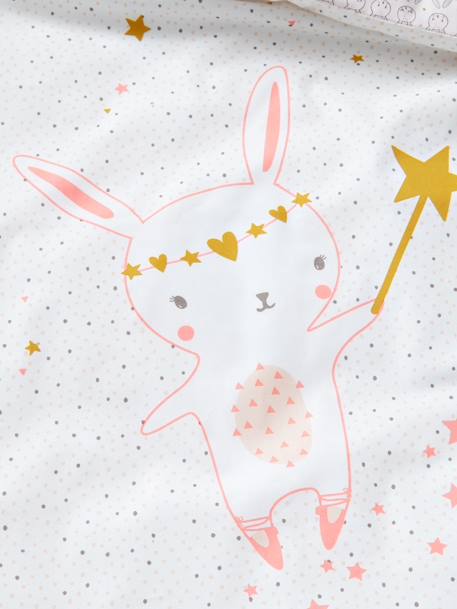 Capa de edredon para bebé, tema Magia Cru/ rosa 