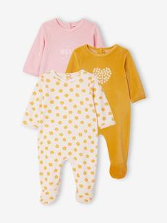 Bebé 0-36 meses-Pijamas, babygrows-Lote de 3 pijamas em veludo, para bebé, BASICS