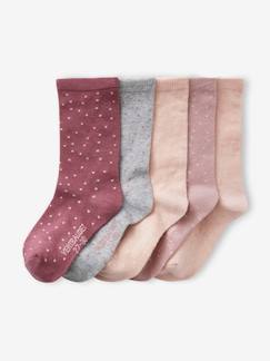Menina 2-14 anos-Roupa interior-Lote de 5 pares de meias às bolas, para menina
