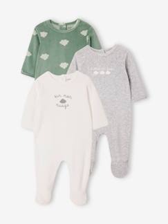 Bebé 0-36 meses-Pijamas, babygrows-Lote de 3 pijamas em veludo, para bebé, BASICS