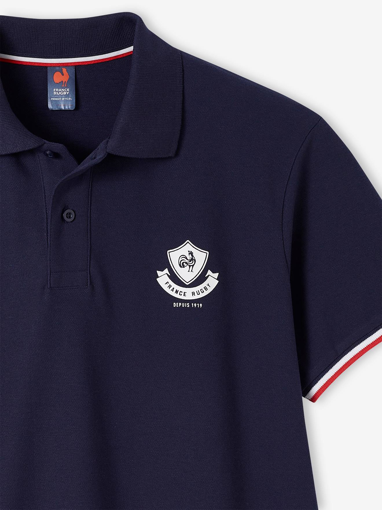 Polo de mangas curtas France Rugby®, para adulto marinho