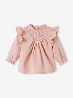 Bebé 0-36 meses-Blusas, camisas-Blusa com folho, em tecido efeito mesclado, para bebé