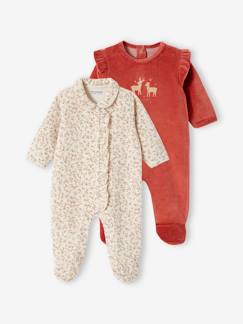 Bebé 0-36 meses-Pijamas, babygrows-Lote de 2 pijamas em veludo, para bebé menina