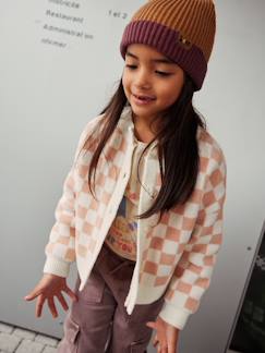 Menina 2-14 anos-Camisolas, casacos de malha, sweats-Casaco pop em xadrez, para menina