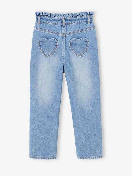Jeans Mom fit, bolsos em forma de coração atrás, para menina ganga cinzenta+stone 