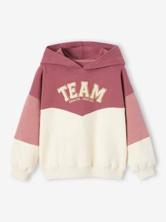Menina 2-14 anos-Camisolas, casacos de malha, sweats-Sweat de desporto efeito colorblock, com capuz, para menina