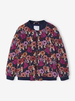 Materiais Reciclados-Menina 2-14 anos-Casacos, blusões-Blusão acolchoado estilo bomber, estampado às flores, para menina