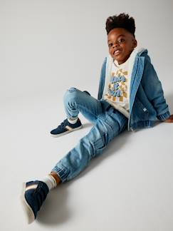 Menino 2-14 anos-Casacos, blusões-Parkas, Sobretudos-Blusão de ganga, com capuz, forro em sherpa, para menino