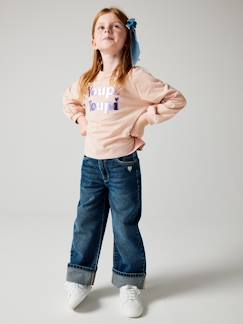 Menina 2-14 anos-Jeans -Jeans largos com dobra, para menina
