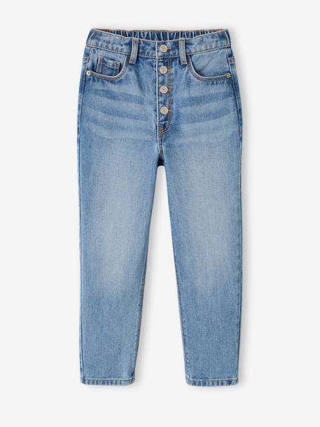 Jeans Mom fit morfológicos, para menina, medida das ancas MÉDIA azul-ganga+double stone+stone 