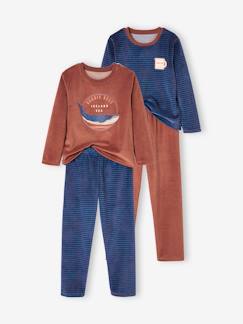 Menino 2-14 anos-Pijamas-Lote de 2 pijamas baleias, em veludo, para menino
