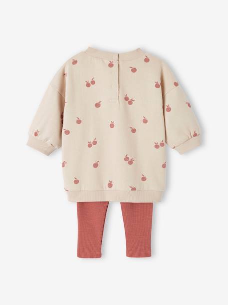 Conjunto vestido + leggings para personalizar, para bebé bege-dourado+rosa+verde-água+verde-salva 