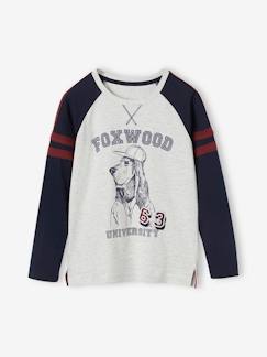 Menino 2-14 anos-T-shirts, polos-Camisola com cão, mangas compridas raglan, para menino