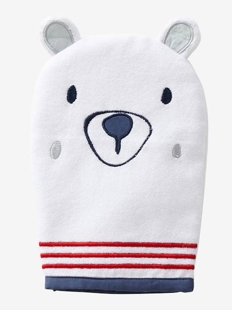 Lote de 3 luvas de banho, Animais Branco liso 