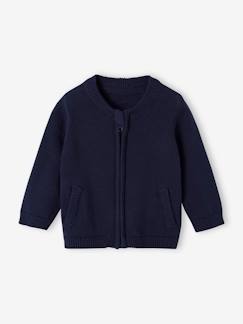 Ecorresponsáveis-Bebé 0-36 meses-Camisolas, casacos de malha, sweats-Casacos-Casaco com fecho estilo teddy, para bebé