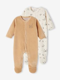 Bebé 0-36 meses-Pijamas, babygrows-Lote de 2 pijamas em veludo, para bebé