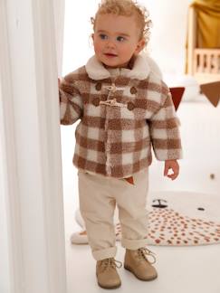 Bebé 0-36 meses-Blusões, ninhos-Blusões-Casaco aos quadrados, em imitação pelinho, para bebé