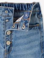 Jeans Mom fit morfológicos, para menina, medida das ancas ESTREITA azul-ganga+double stone+stone 