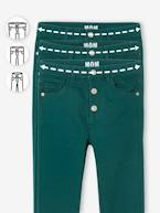 Calças Mom fit morfológicas, medida das ancas larga, para menina azul-tinta+cru+pêssego+rosado+verde-abeto 