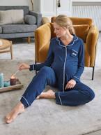 Pijama liso, para grávida azul-oceano 