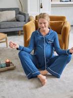 Pijama liso, para grávida azul-oceano 