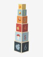 Torre de cubos com formas para encaixar, em madeira FSC® BEGE MEDIO LISO COM MOTIVO+Os Amigos da Floresta+Os Amigos da Floresta 