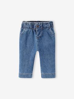 Bebé 0-36 meses-Calças, jeans-Jeans largos com cós elástico, para bebé