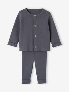 Bebé 0-36 meses-Calças, jeans-Conjunto unissexo, camisola e calças em malha, para bebé