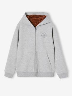 Menino 2-14 anos-Camisolas, casacos de malha, sweats-Sweatshirts-Casaco com fecho e forro em sherpa, para menino