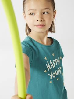 Menina 2-14 anos-T-shirt com mensagem, para menina